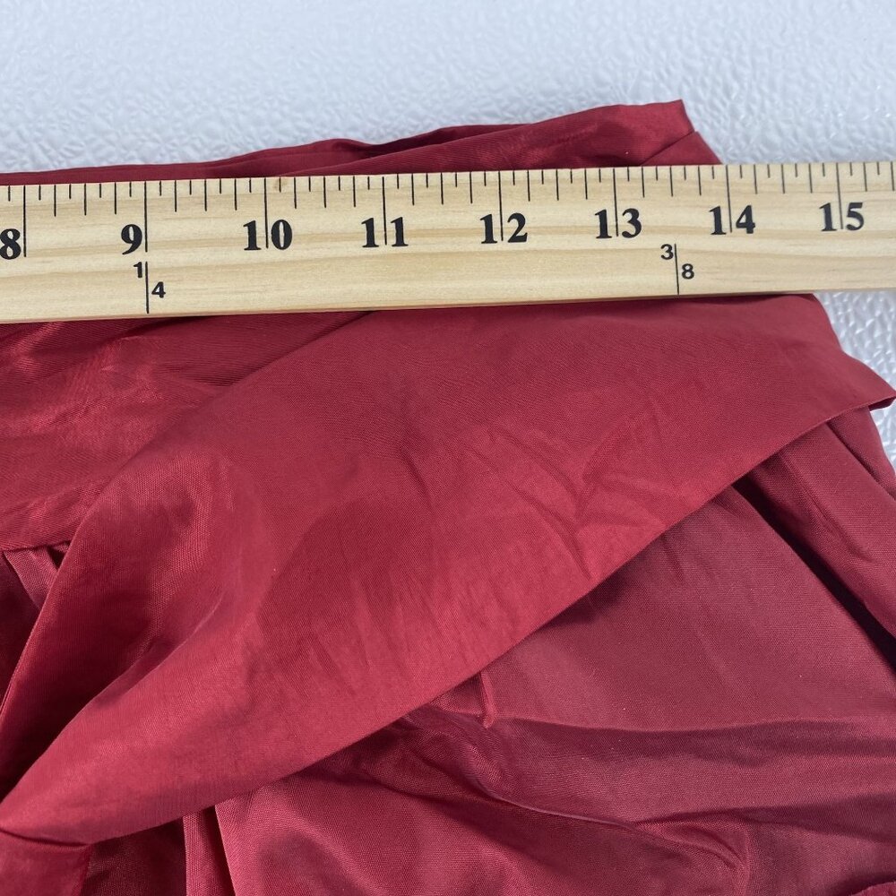 Red Satin Feminine Festive Preppy Fairy Tulle Lined Floral Applique Mini Skirt M - Picture 11 of 14